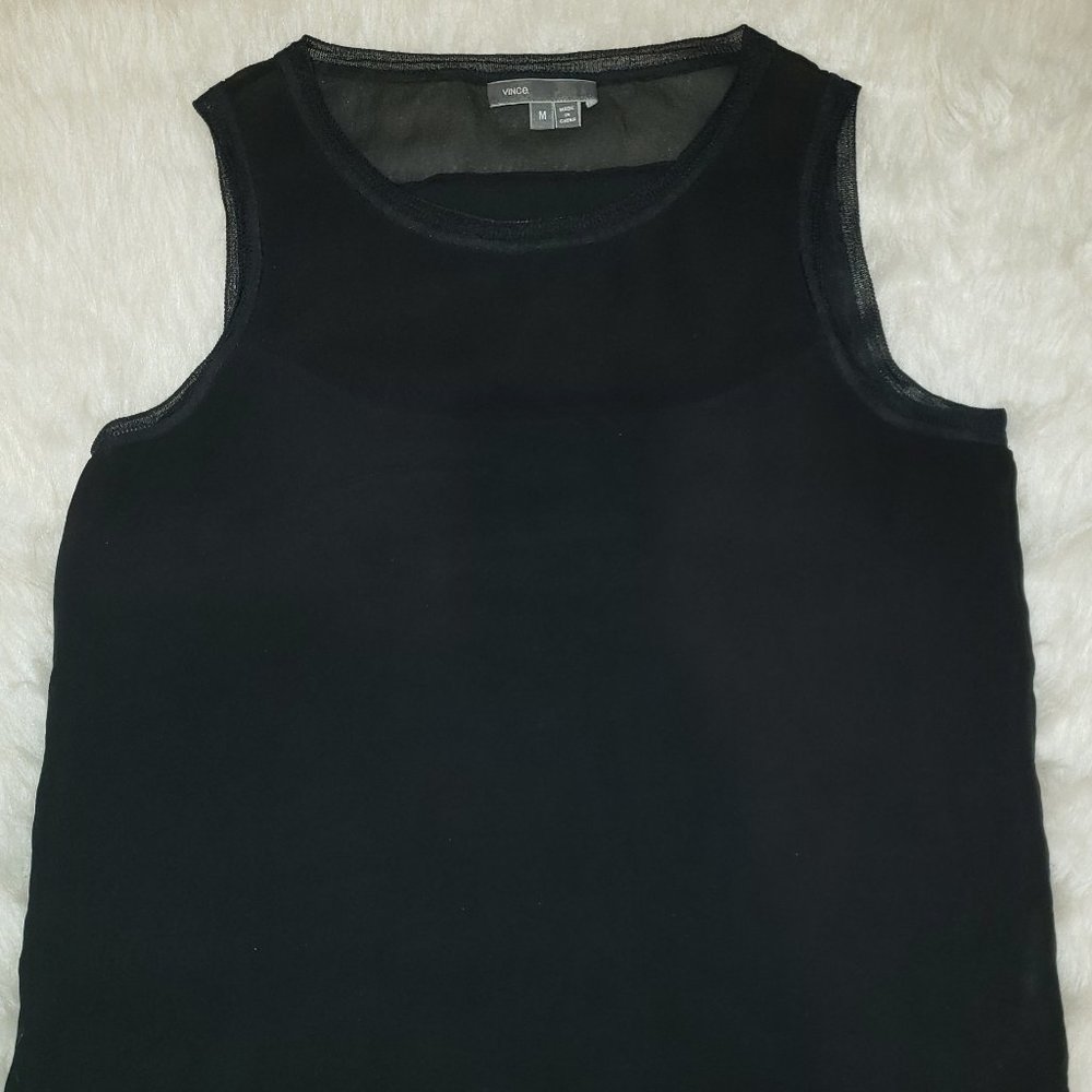 Vince Scoop Neck Tank Top Black Small Med Modal